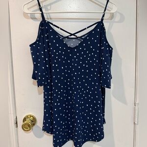 cold shoulder knit top navy